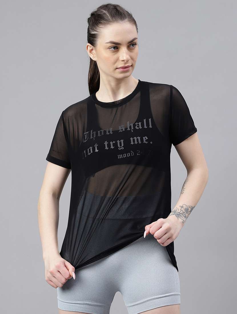 women typography printed relaxed fit dri-fit t-shirt