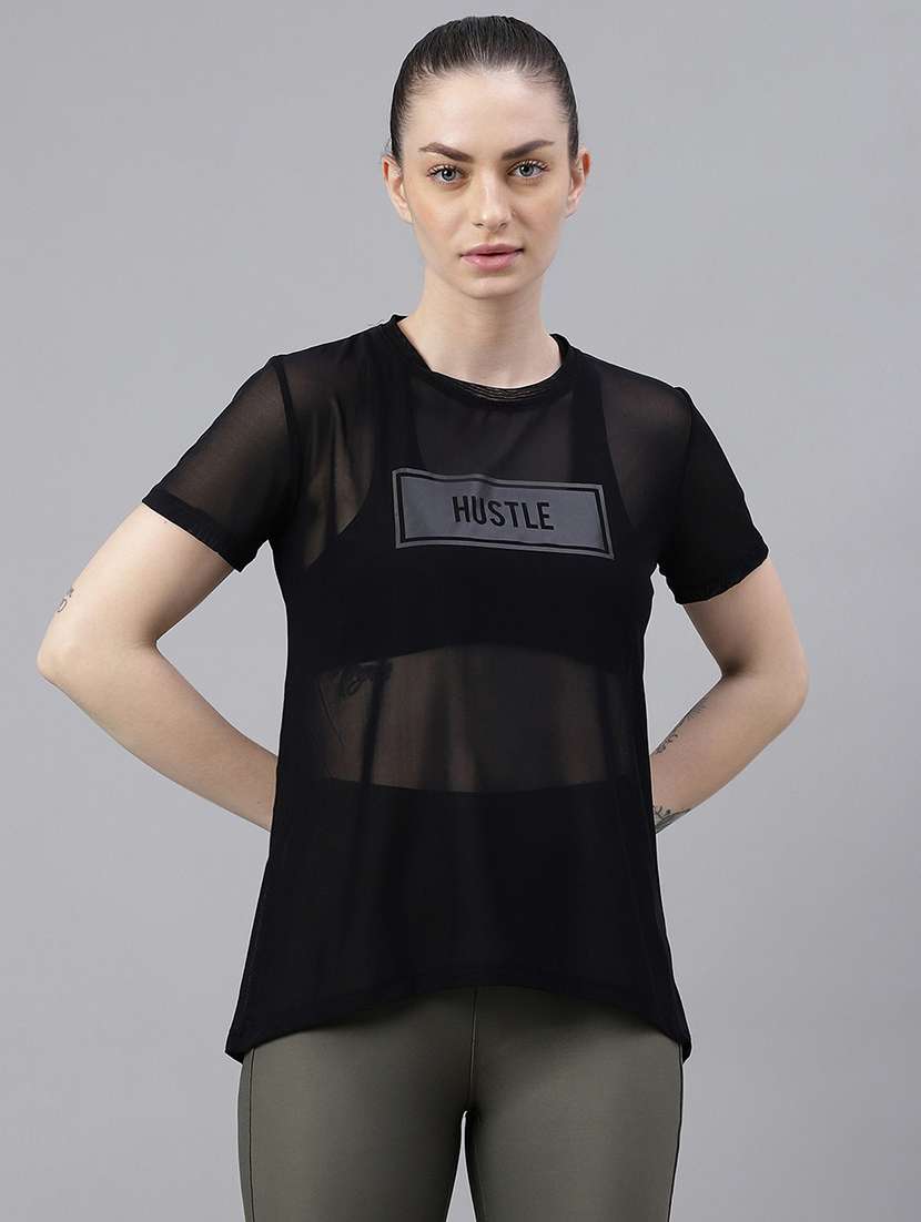 women typography printed relaxed fit dri-fit t-shirt