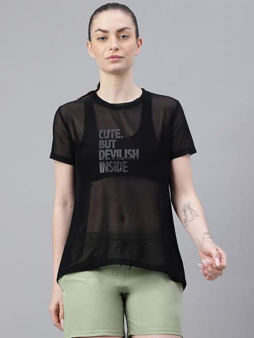 women typography printed relaxed fit dri-fit t-shirt - 21763190 -  Standard Image - 0