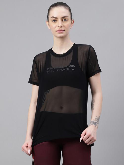 women typography printed relaxed fit dri-fit t-shirt - 21763191 - Standard Image - 0