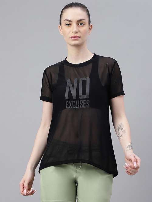 women typography printed relaxed fit dri-fit t-shirt - 21763193 - Standard Image - 0