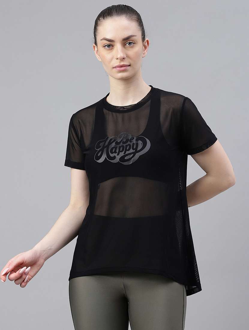 women typography printed relaxed fit dri-fit t-shirt