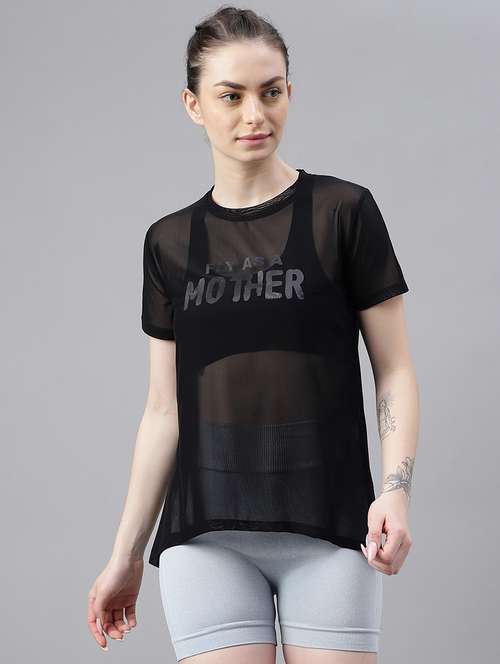 women typography printed relaxed fit dri-fit t-shirt - 21763203 - Standard Image - 0