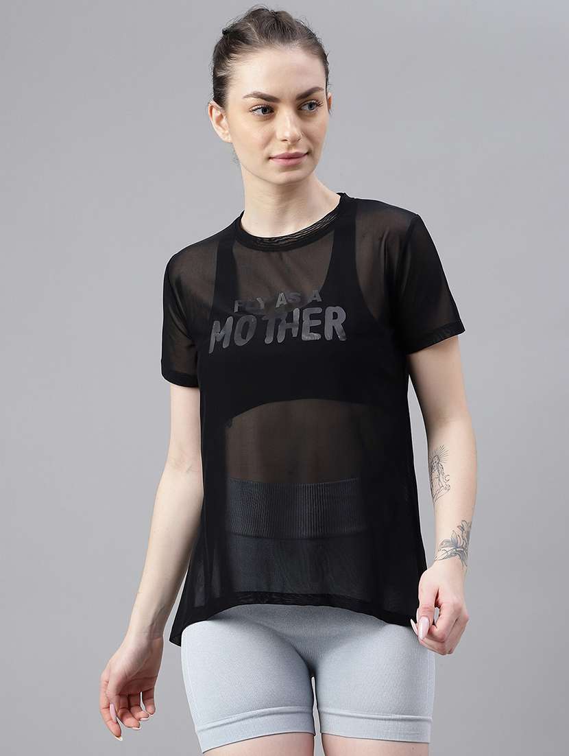 women typography printed relaxed fit dri-fit t-shirt