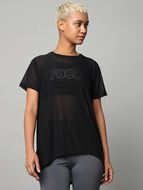 women typography printed relaxed fit dri-fit t-shirt - 21763216 - Standard Image - 0