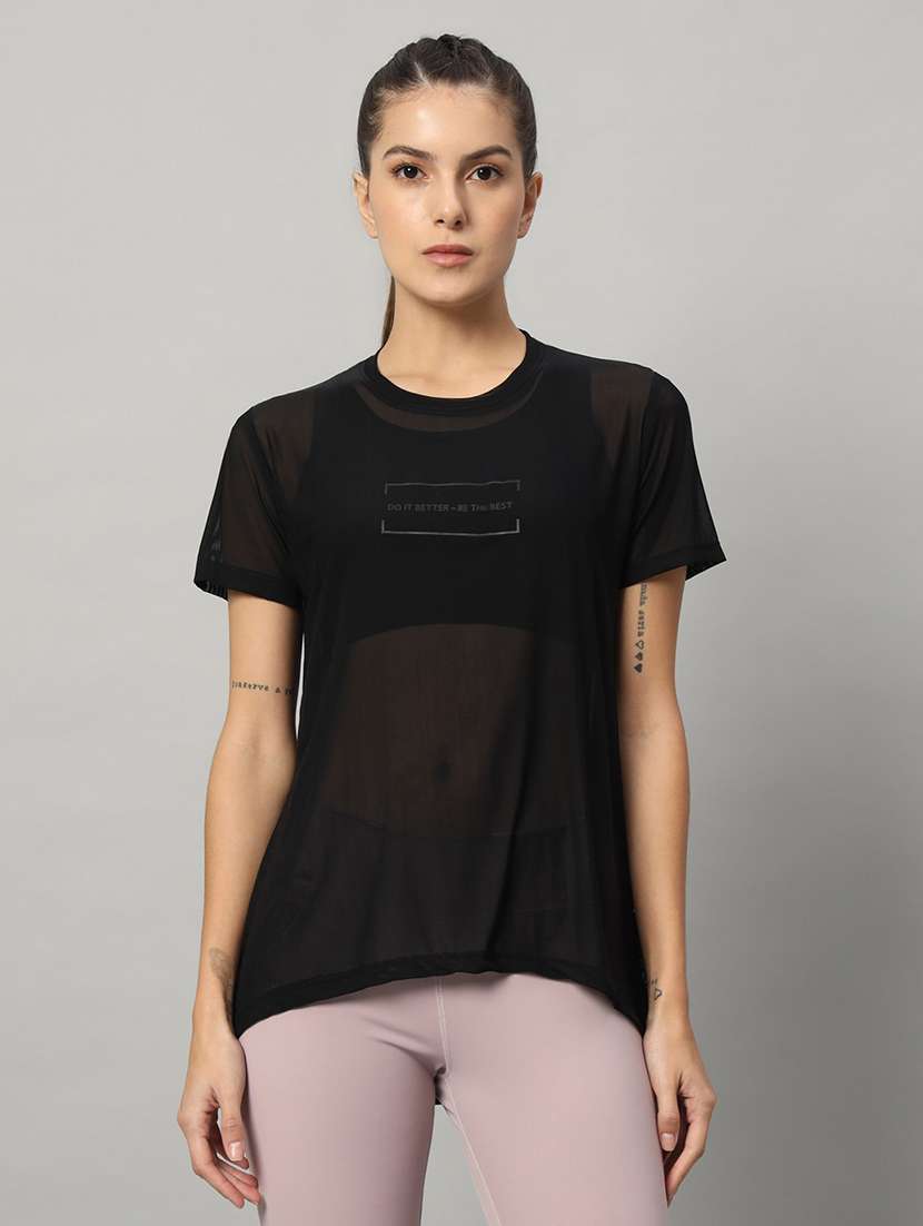 women typography printed relaxed fit dri-fit t-shirt - 21763220 -  Zoom Image - 0