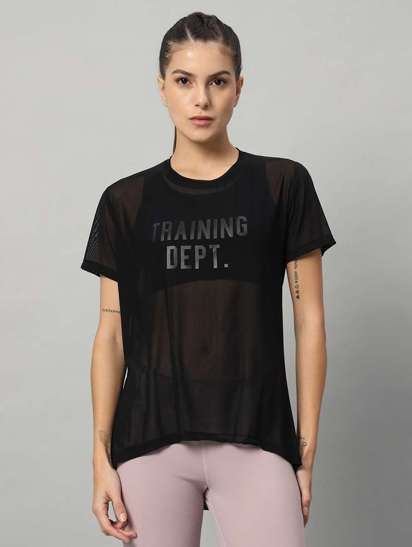 women typography printed relaxed fit dri-fit t-shirt