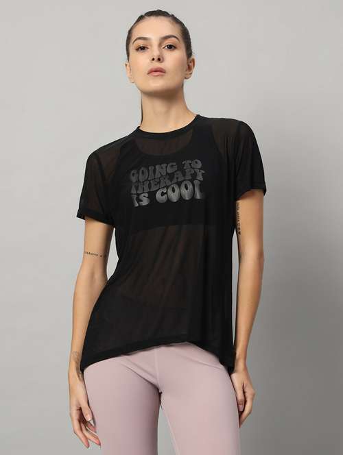 women typography printed relaxed fit dri-fit t-shirt - 21763226 -  Standard Image - 0