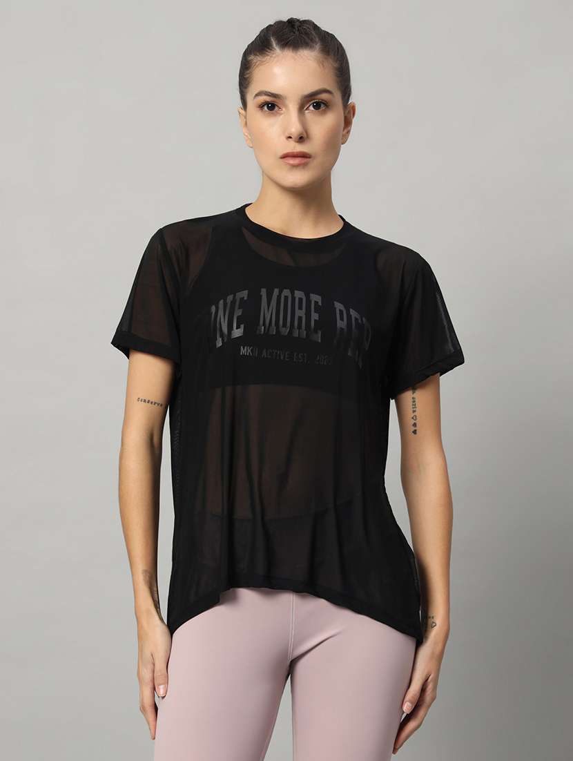 women typography printed relaxed fit dri-fit t-shirt