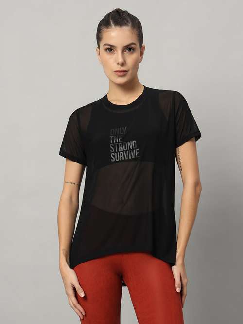 women typography printed relaxed fit dri-fit t-shirt - 21763230 -  Standard Image - 0