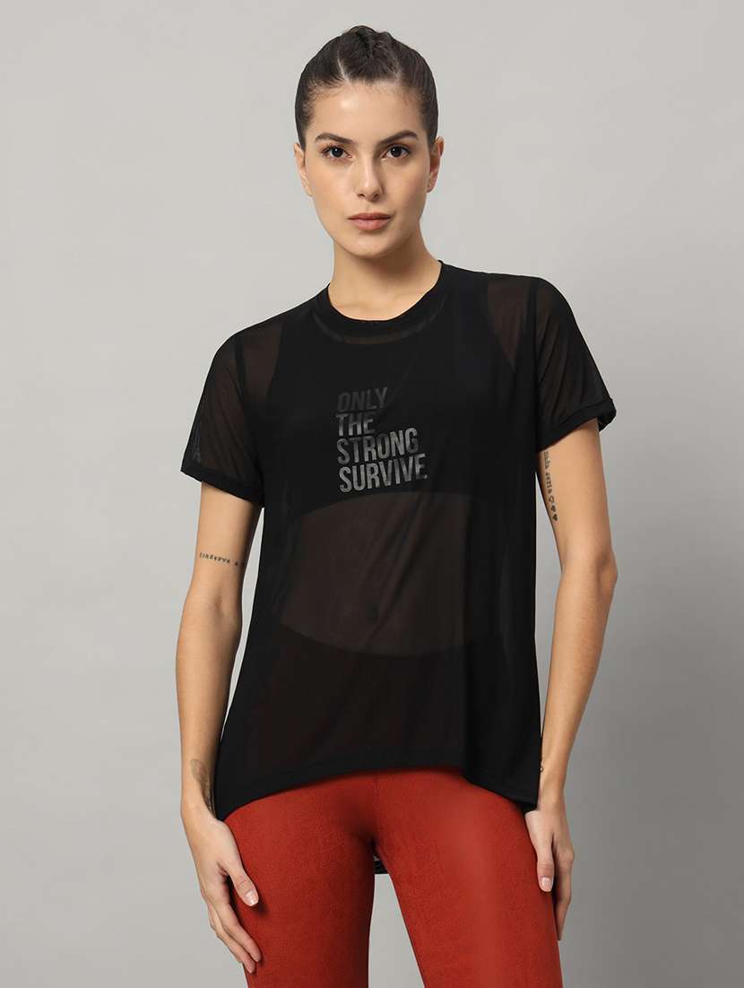 women typography printed relaxed fit dri-fit t-shirt