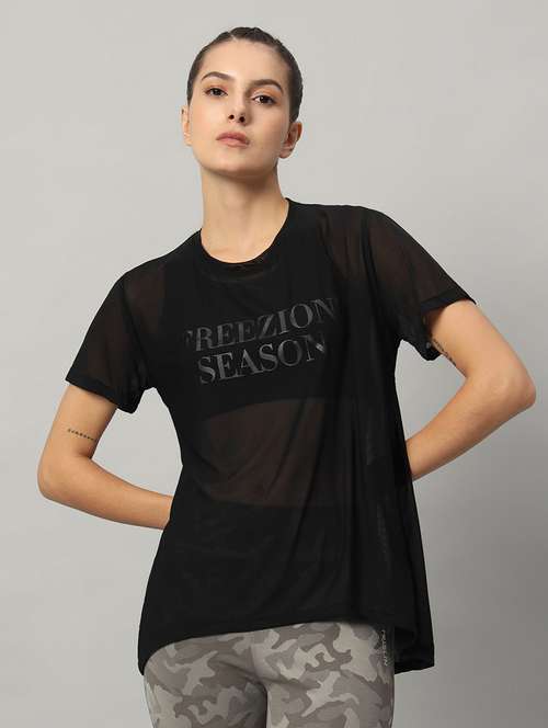 women typography printed relaxed fit dri-fit t-shirt - 21763231 - Standard Image - 0