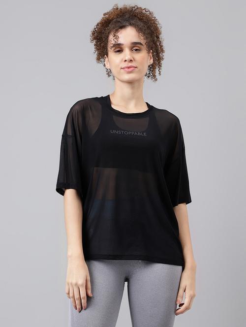 women typography printed relaxed fit dri-fit t-shirt - 21763236 - Standard Image - 0