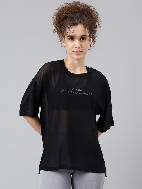women typography printed relaxed fit dri-fit t-shirt - 21763237 -  Standard Image - 0