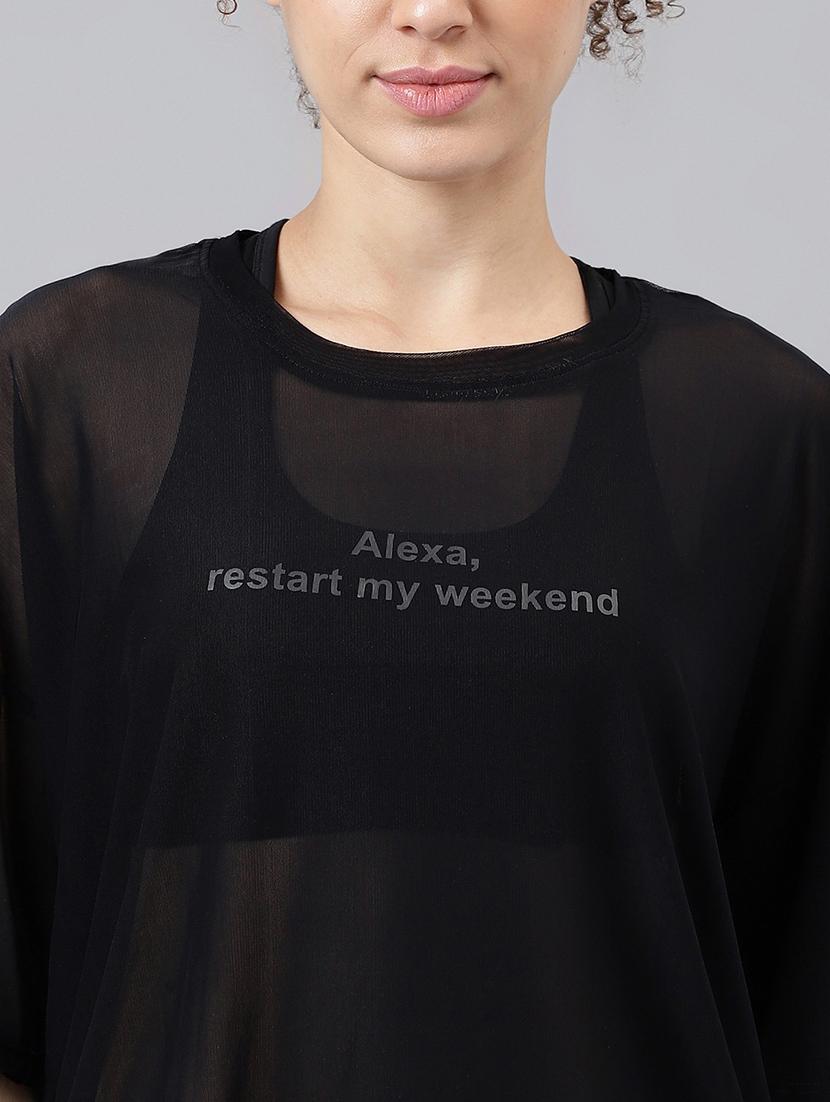 women typography printed relaxed fit dri-fit t-shirt - 21763237 - Standard Image - 5