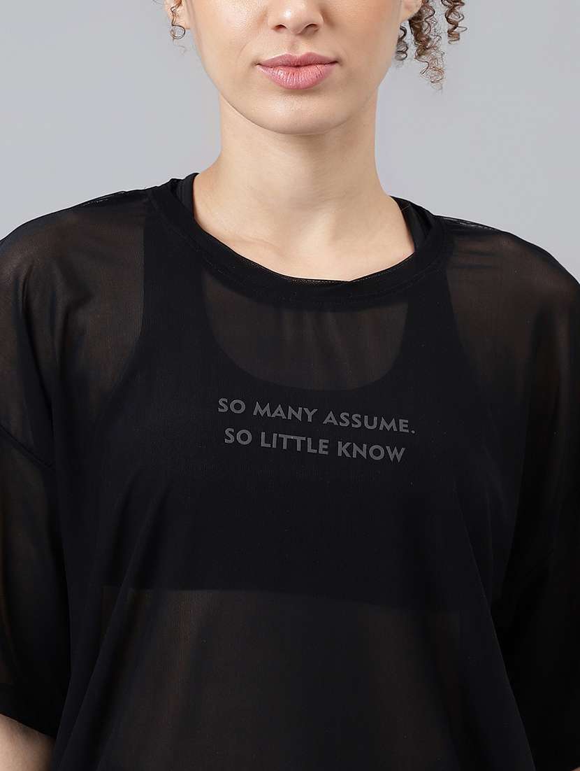 women typography printed relaxed fit dri-fit t-shirt - 21763242 -  Standard Image - 5