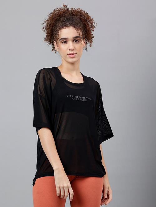 women typography printed relaxed fit dri-fit t-shirt - 21763247 -  Standard Image - 0