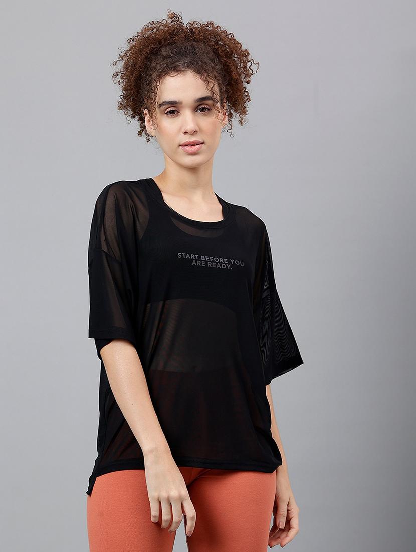 women typography printed relaxed fit dri-fit t-shirt - 21763247 -  Zoom Image - 0