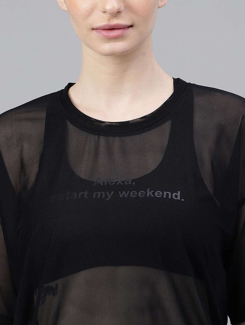 women typography printed relaxed fit dri-fit t-shirt - 21763258 -  Standard Image - 5