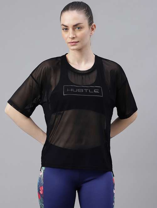 women typography printed relaxed fit dri-fit t-shirt - 21763265 -  Standard Image - 0