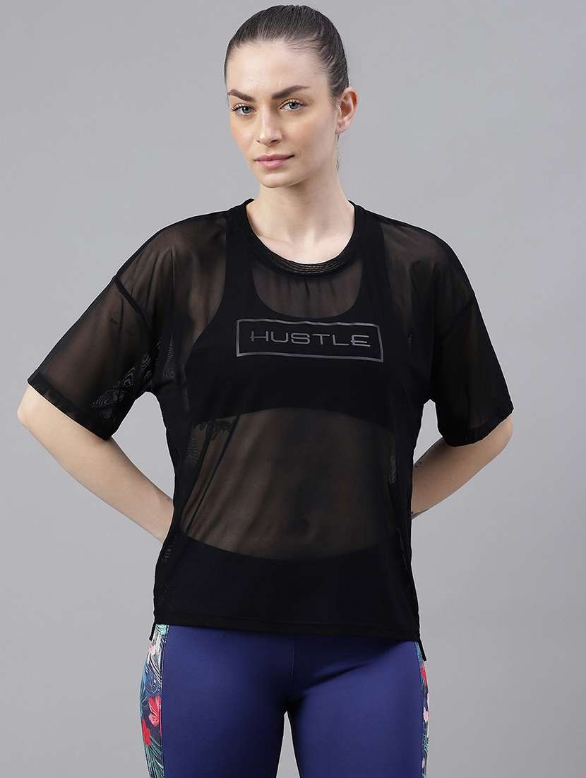 women typography printed relaxed fit dri-fit t-shirt