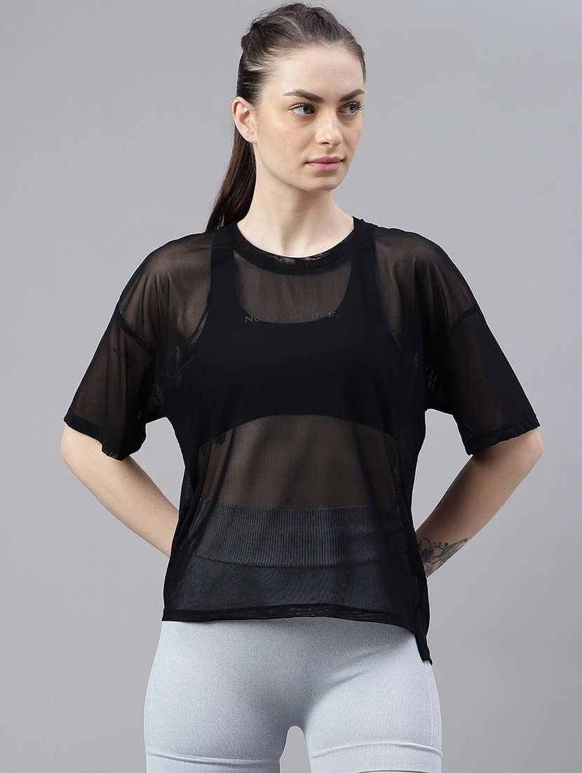 women typography printed relaxed fit dri-fit t-shirt