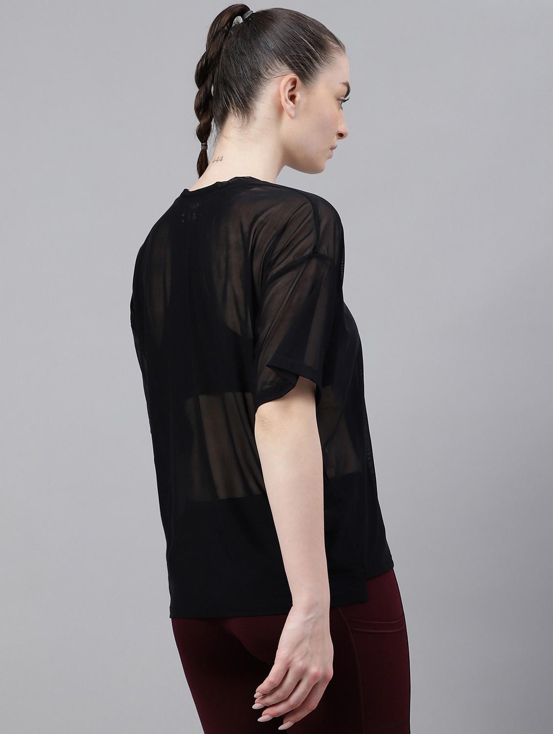 women black typographic round neck t-shirt - 21763273 -  Standard Image - 3