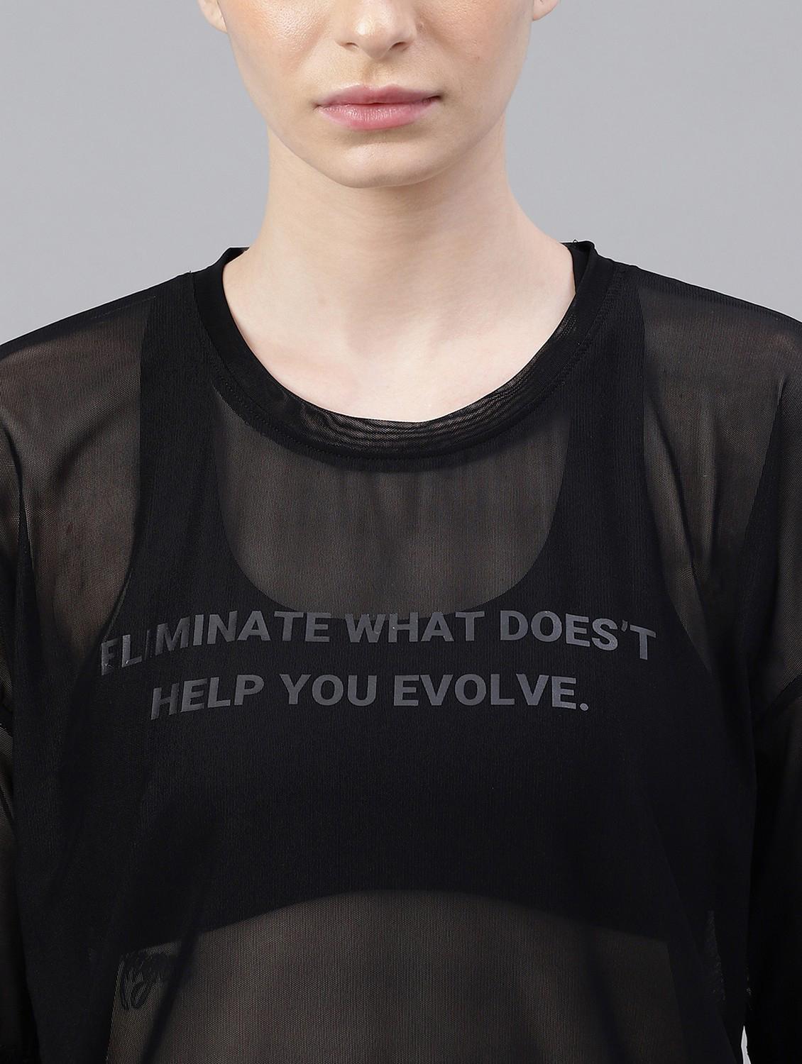 women black typographic round neck t-shirt - 21763273 -  Standard Image - 5