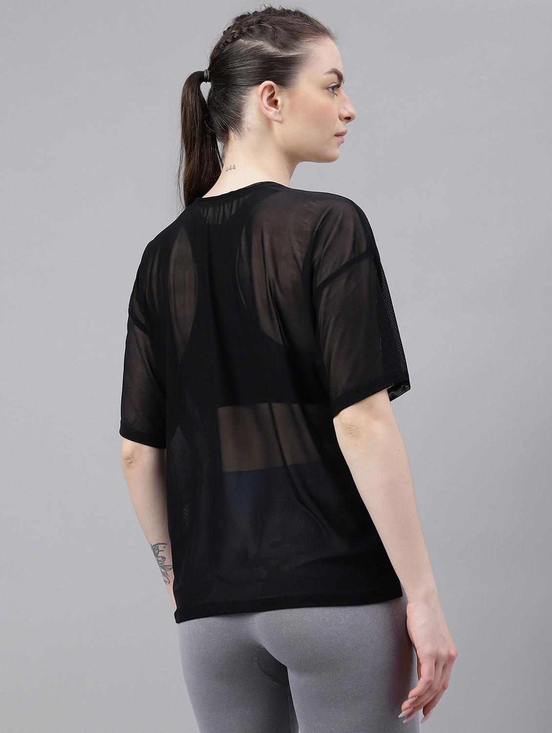 women black typographic round neck t-shirt - 21763274 -  Standard Image - 3
