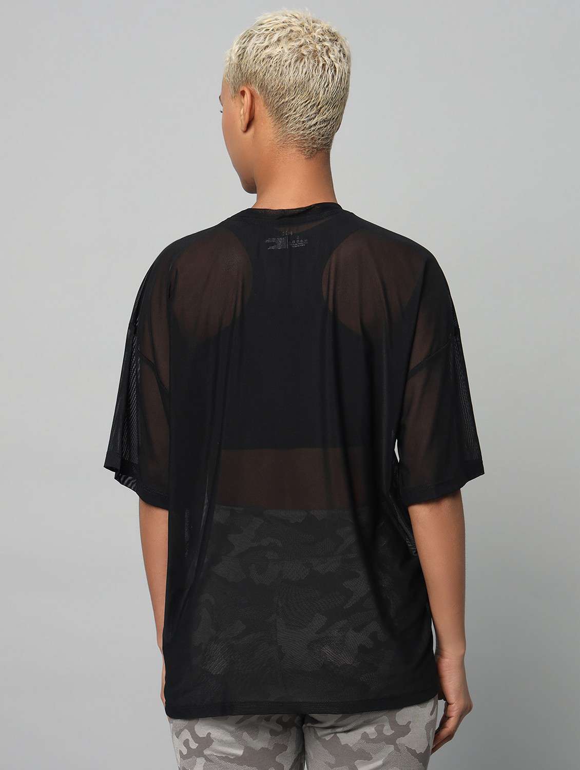 women printed relaxed fit mesh sports t-shirt - 21763277 -  Standard Image - 3