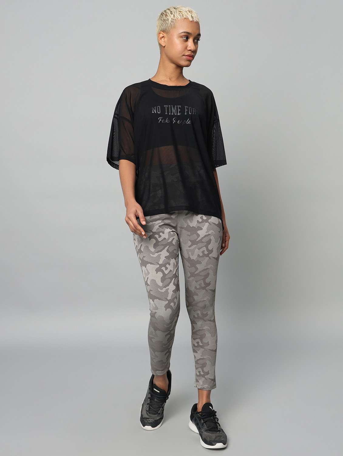 women printed relaxed fit mesh sports t-shirt - 21763277 -  Standard Image - 5