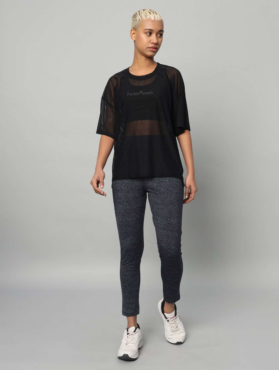 women black typographic round neck t-shirt - 21763279 -  Standard Image - 5