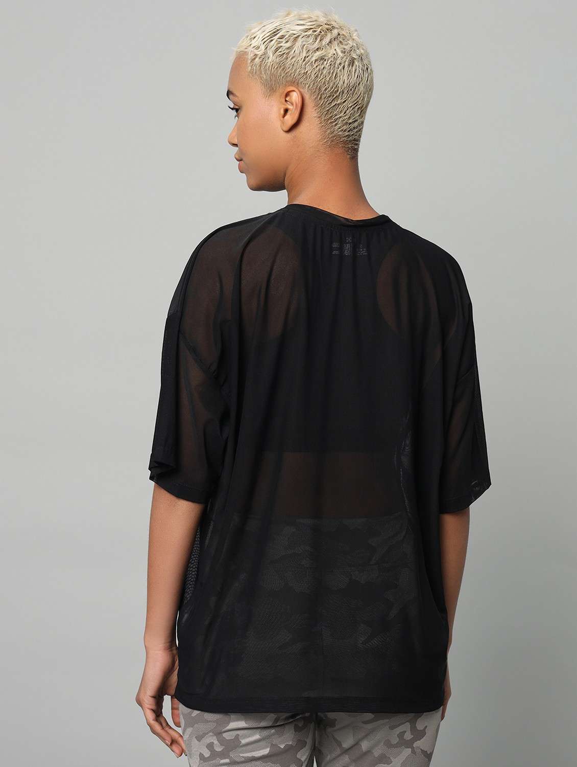 women black typographic round neck t-shirt - 21763284 -  Standard Image - 3