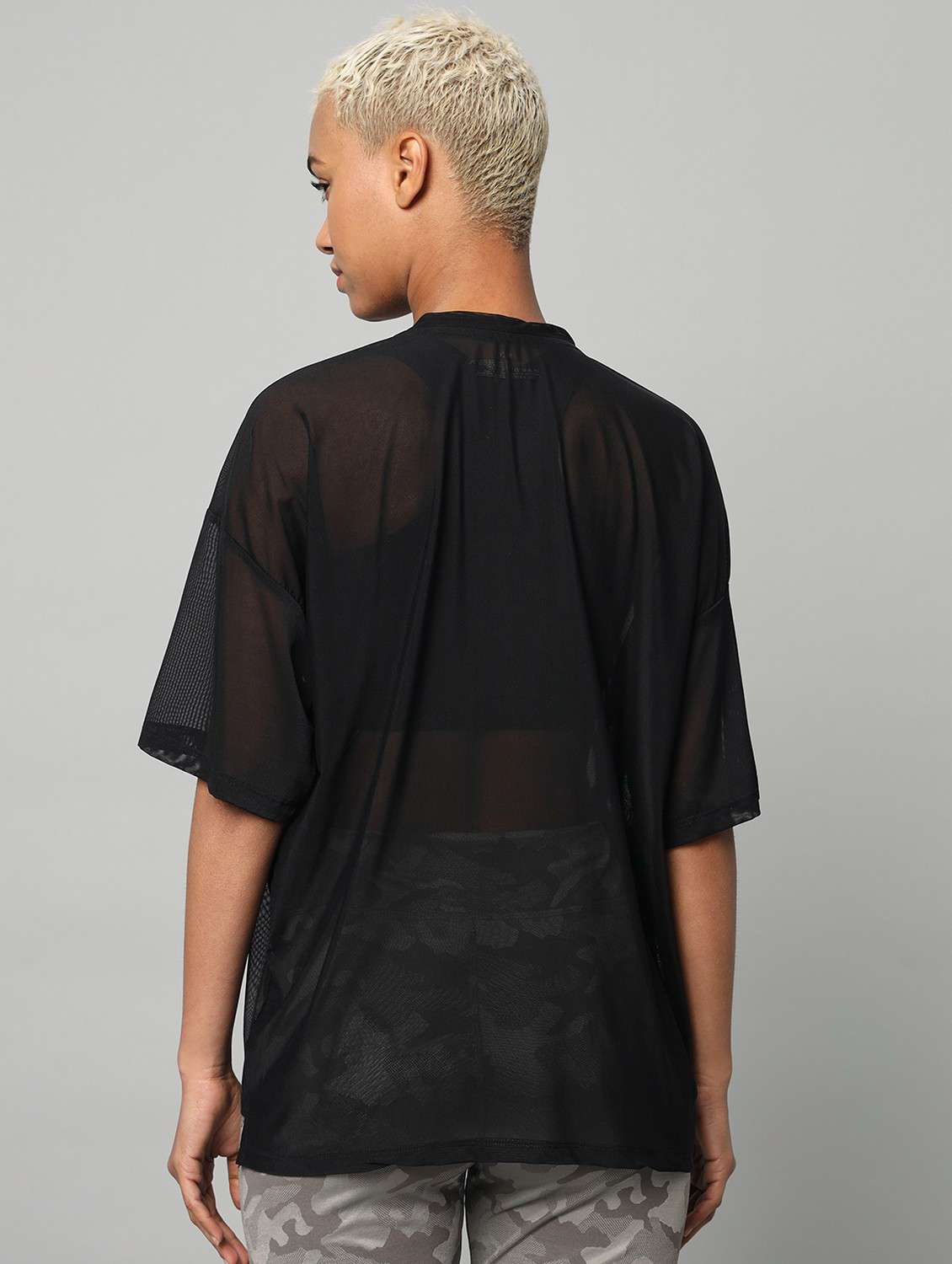 women printed relaxed fit mesh sports t-shirt - 21763285 -  Standard Image - 3