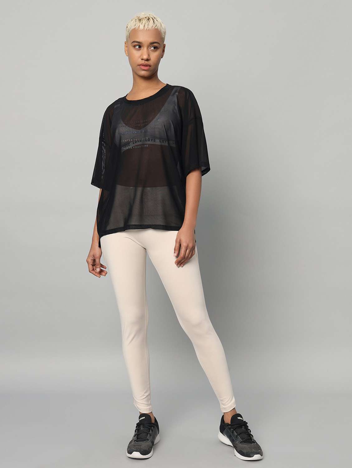 women printed relaxed fit mesh sports t-shirt - 21763288 -  Standard Image - 5