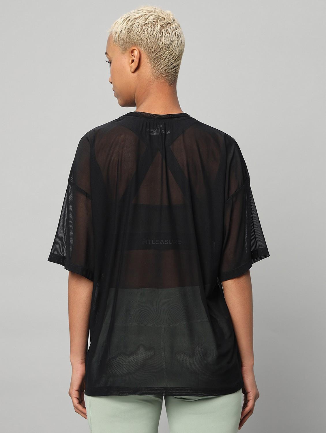women printed relaxed fit mesh sports t-shirt - 21763292 - Standard Image - 3