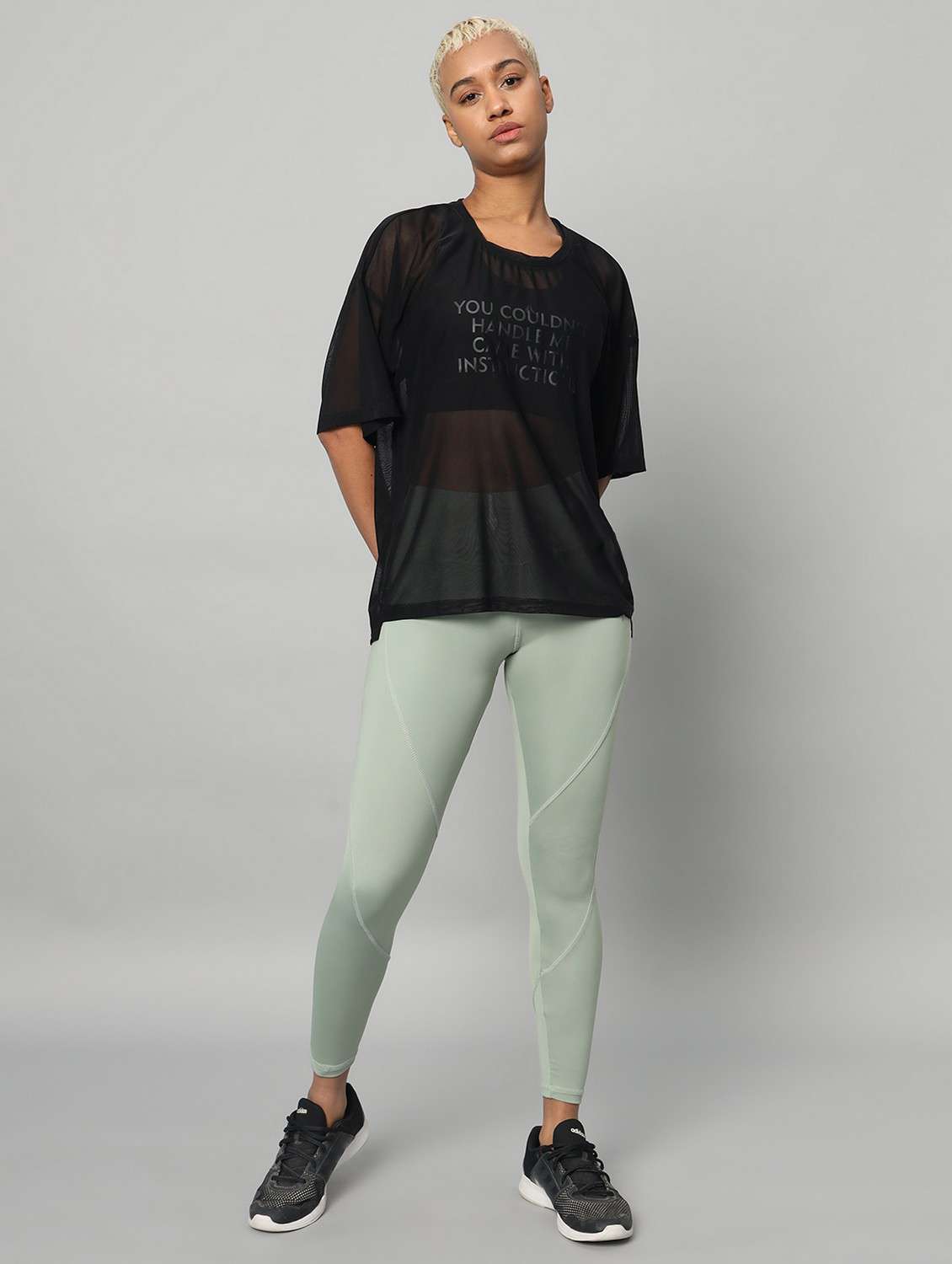 women printed relaxed fit mesh sports t-shirt - 21763296 -  Standard Image - 5