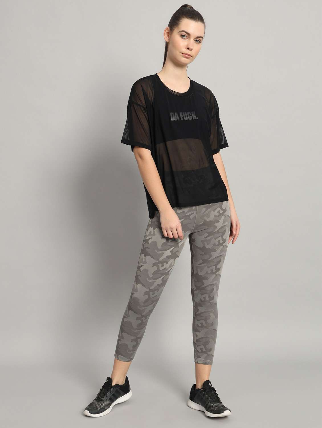 women black typographic round neck t-shirt - 21763298 -  Standard Image - 5