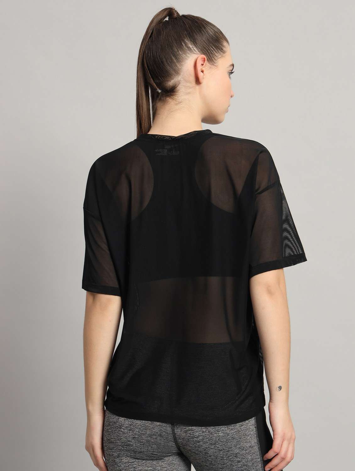 women printed relaxed fit mesh sports t-shirt - 21763299 -  Standard Image - 3