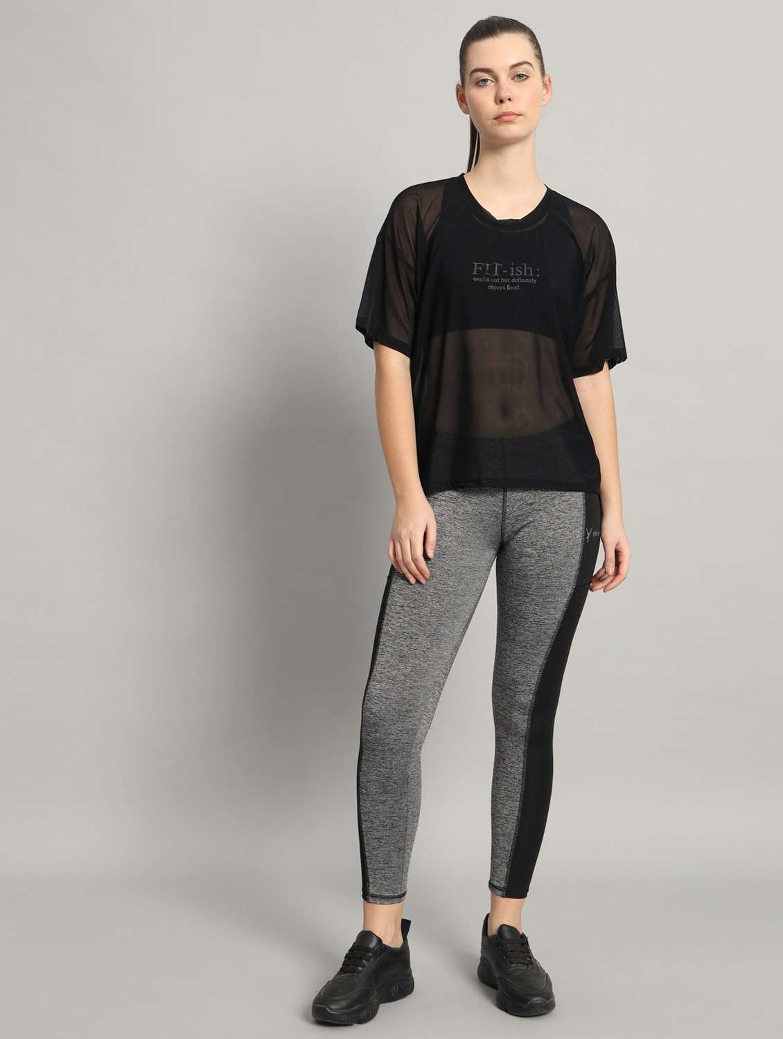 women printed relaxed fit mesh sports t-shirt - 21763299 -  Standard Image - 5