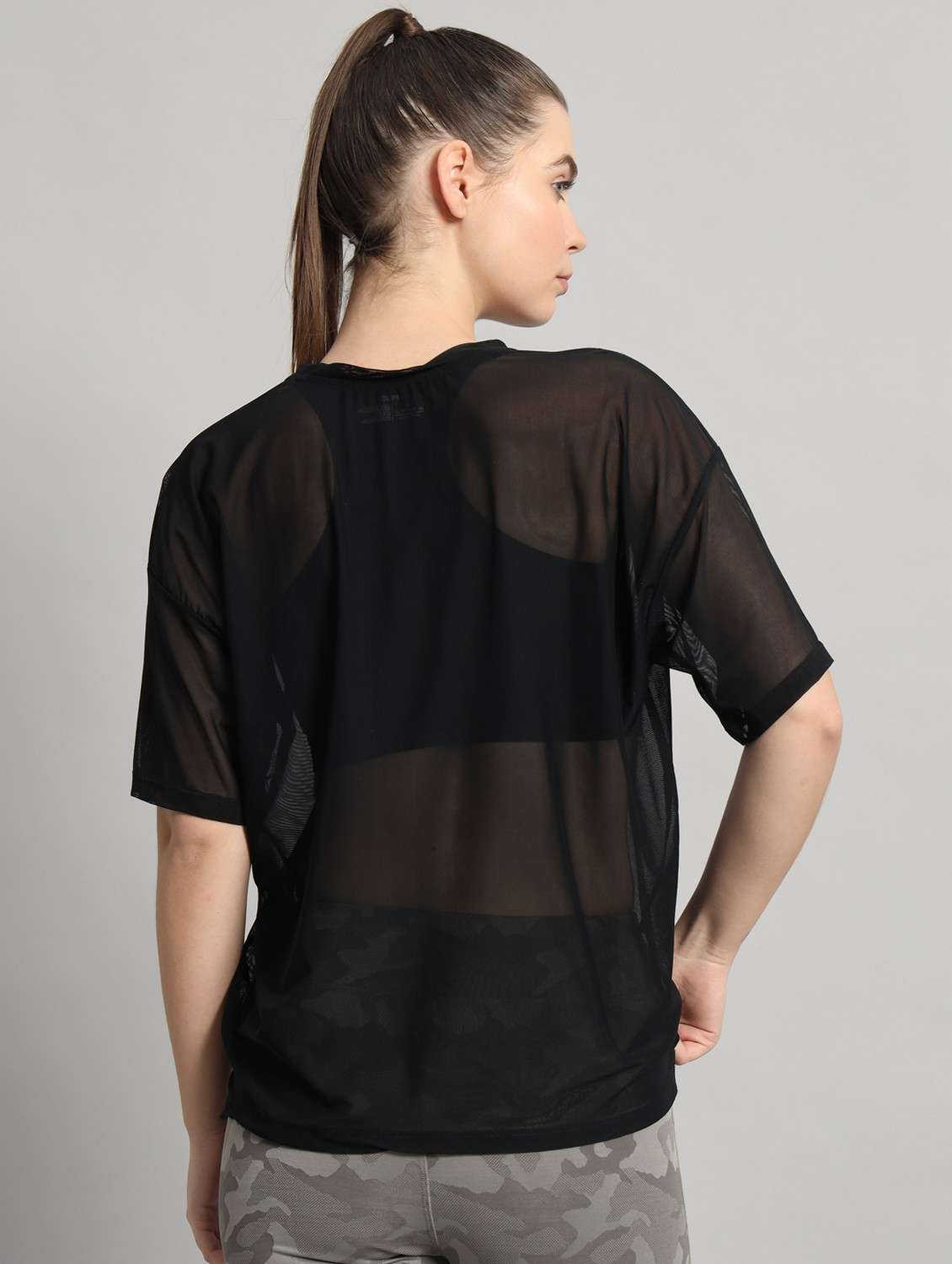 women black typographic round neck t-shirt - 21763301 -  Standard Image - 3