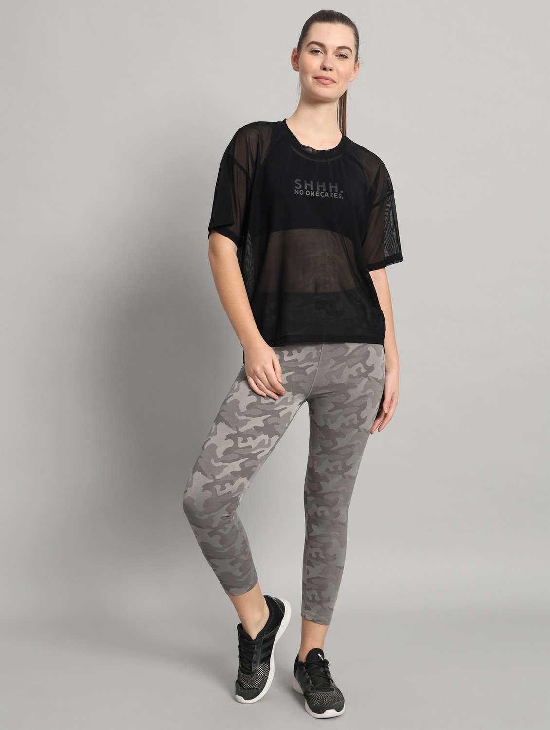 women black typographic round neck t-shirt - 21763301 -  Standard Image - 5