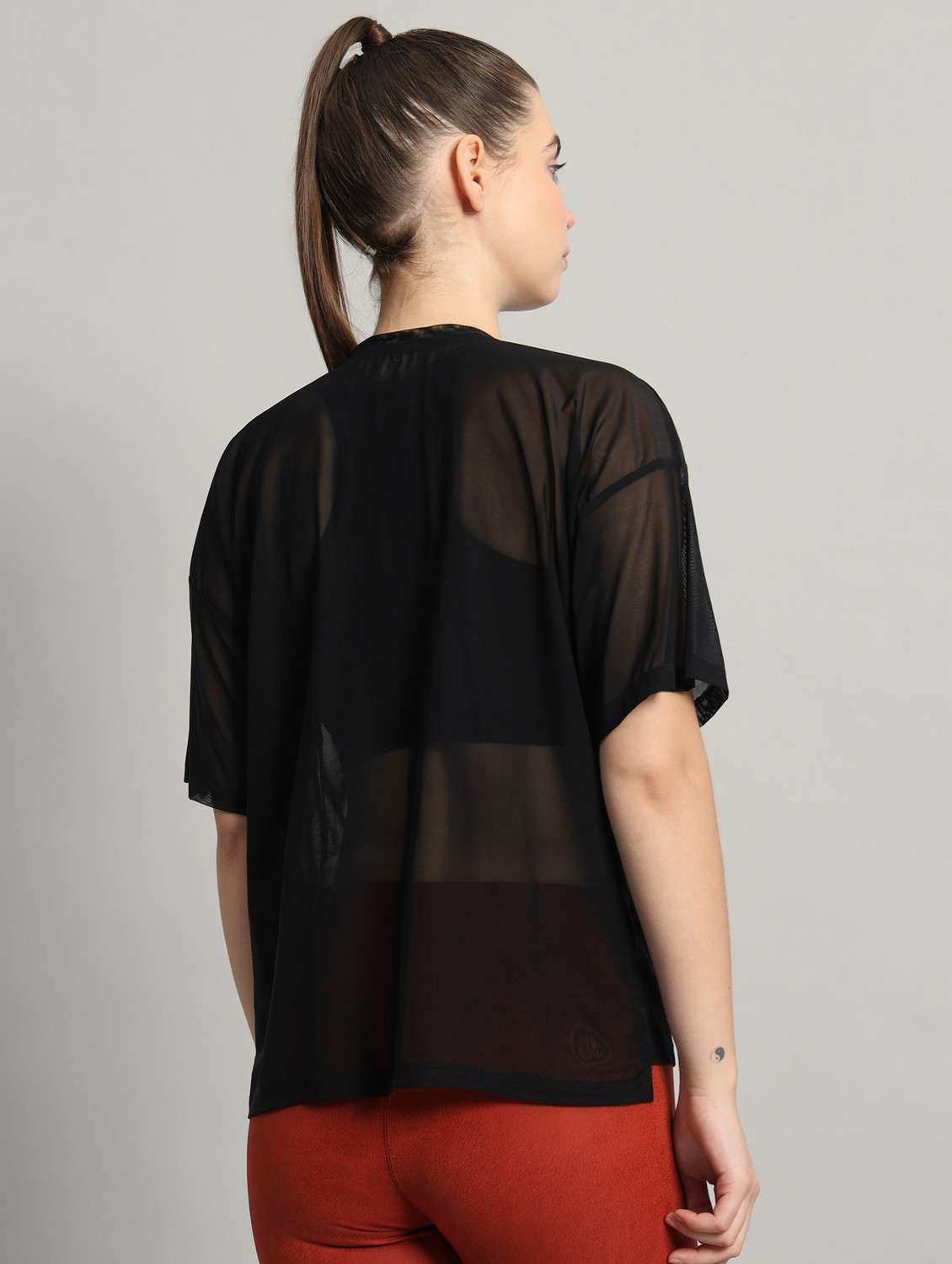 women black typographic round neck t-shirt - 21763303 -  Standard Image - 3