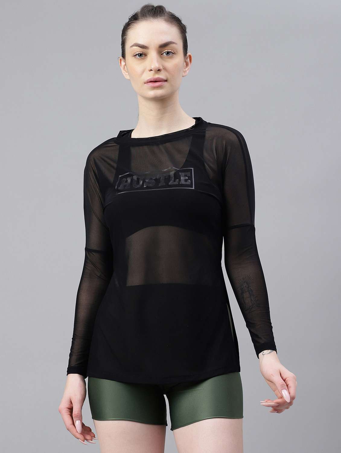 women black typographic long sleeve t-shirt