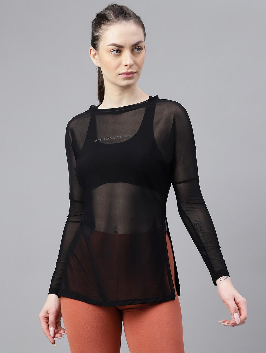 women printed long sleeves mesh sports t-shirt - 21763354 - Zoom Image - 0