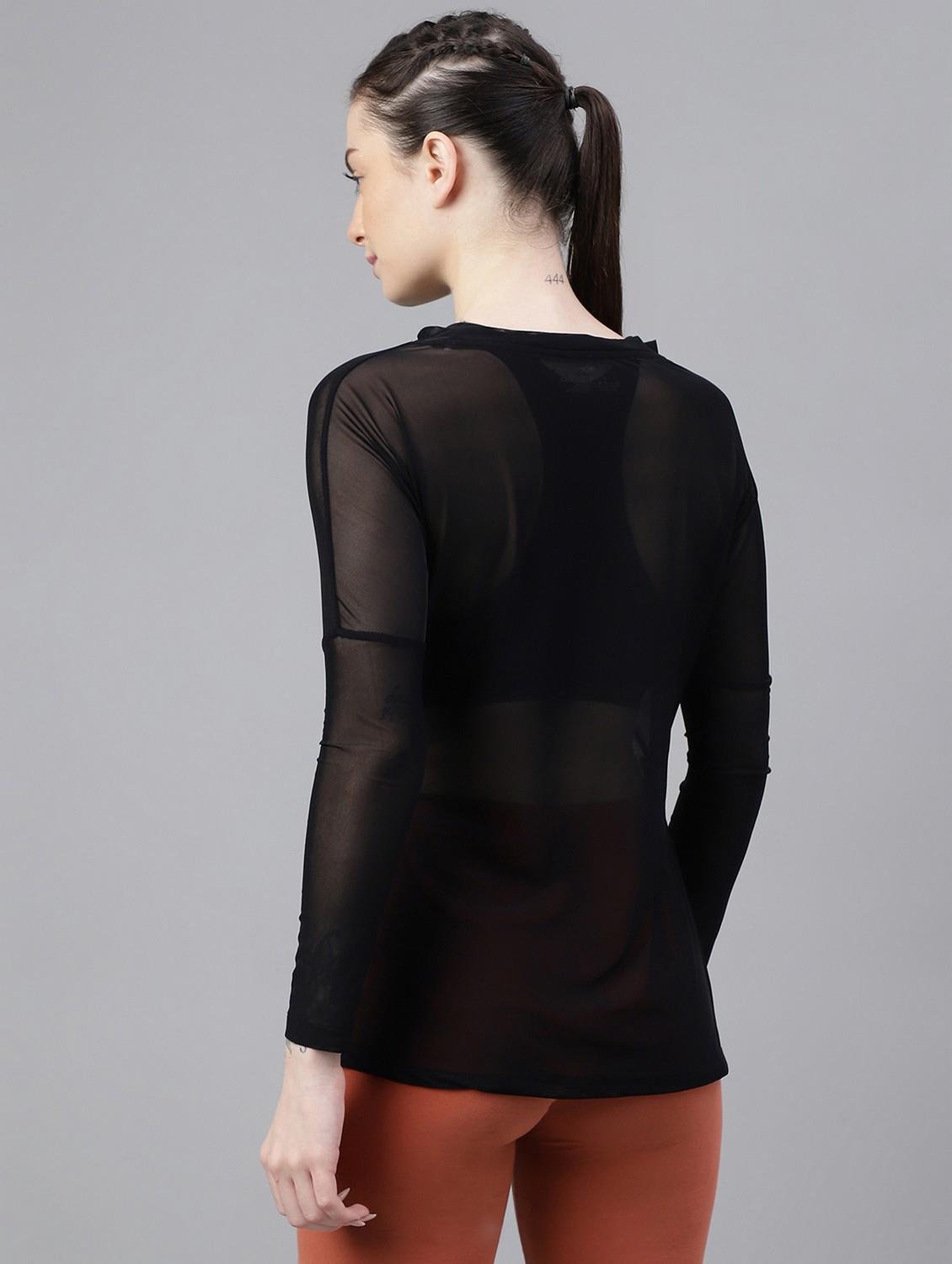 women printed long sleeves mesh sports t-shirt - 21763354 - Standard Image - 3