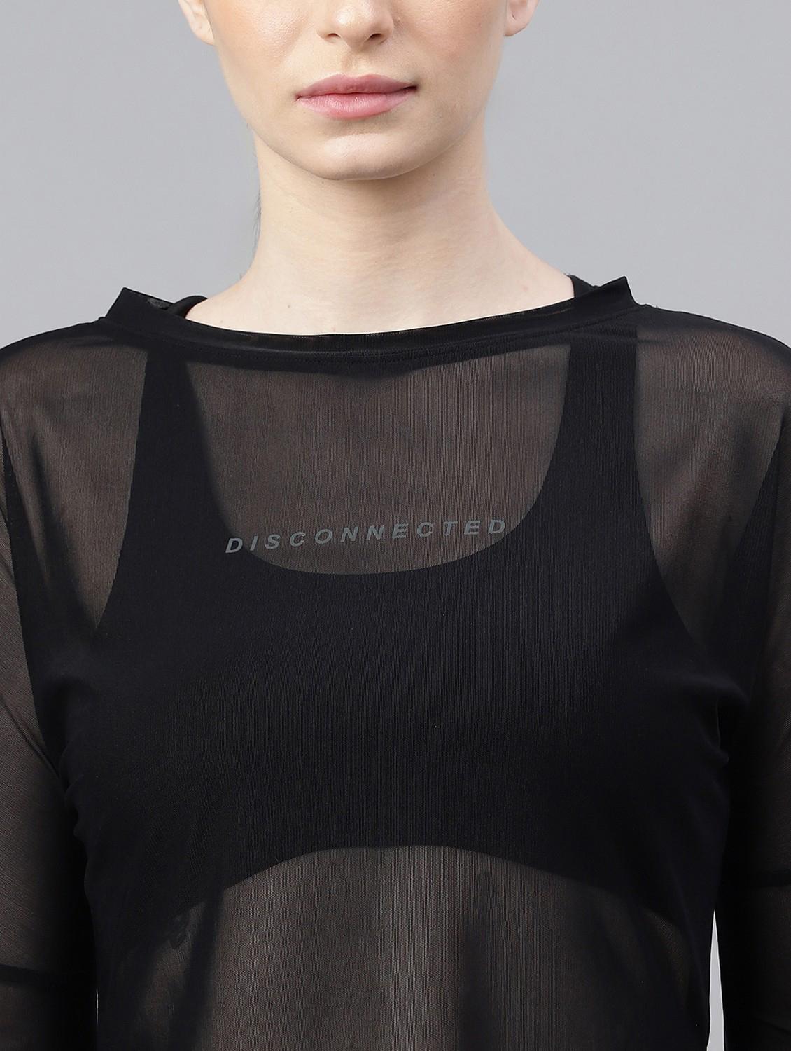 women printed long sleeves mesh sports t-shirt - 21763354 - Standard Image - 5