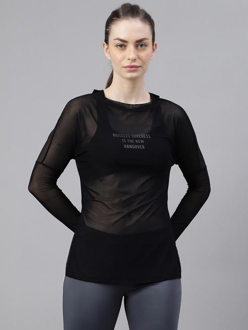 women black typographic long sleeve t-shirt - 21763355 -  Standard Image - 0