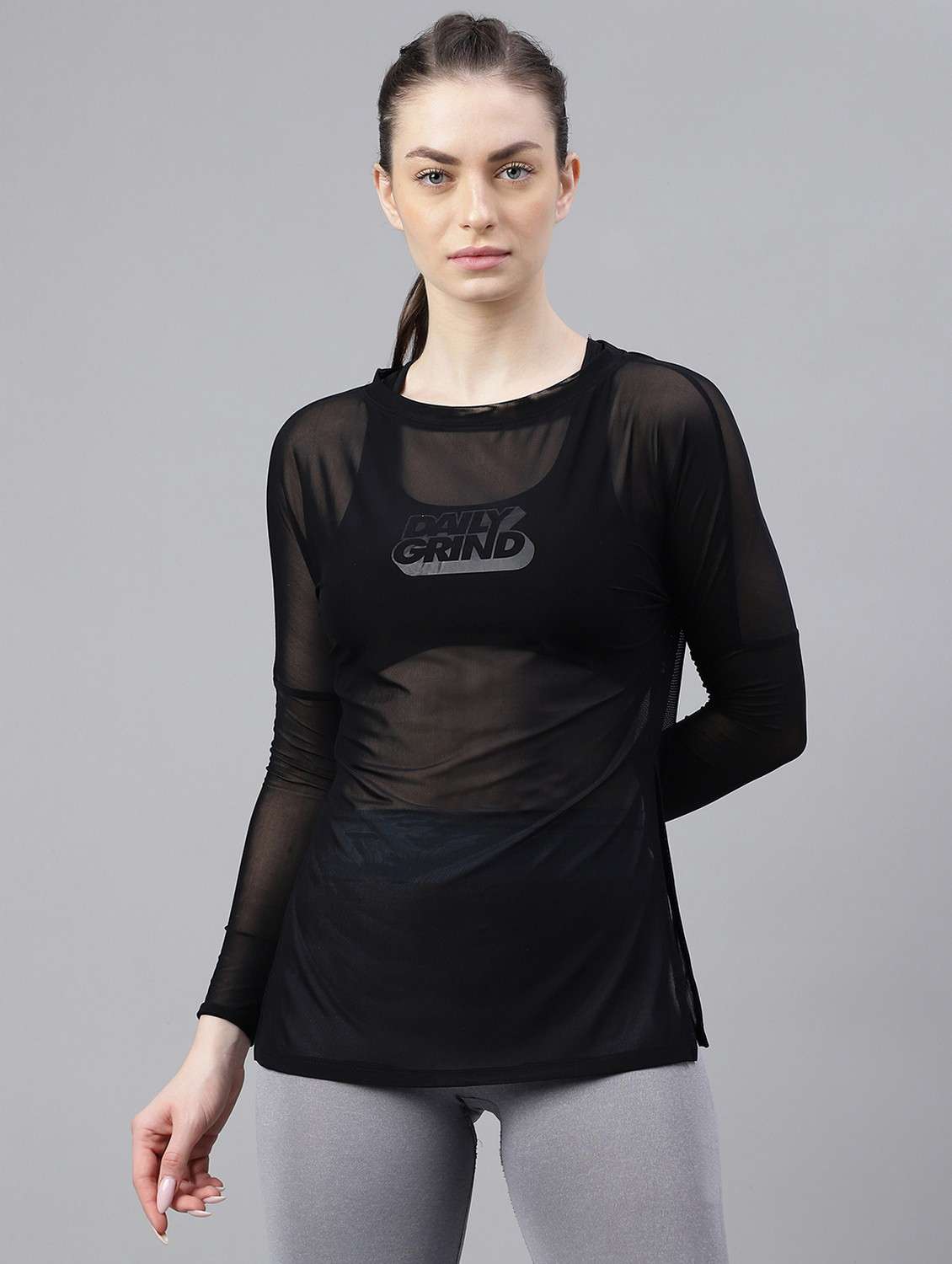 women black typographic long sleeve t-shirt