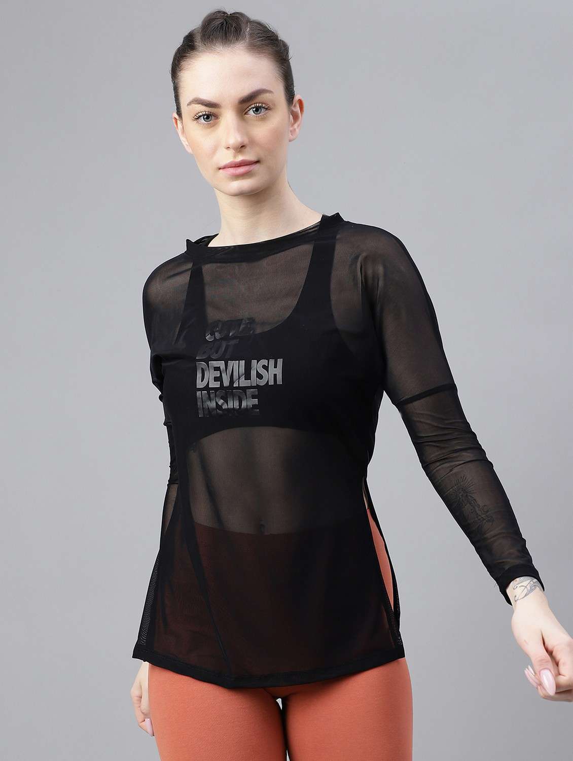 women black typographic long sleeve t-shirt